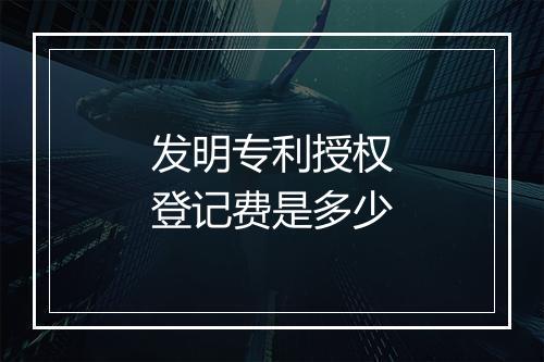 发明专利授权登记费是多少