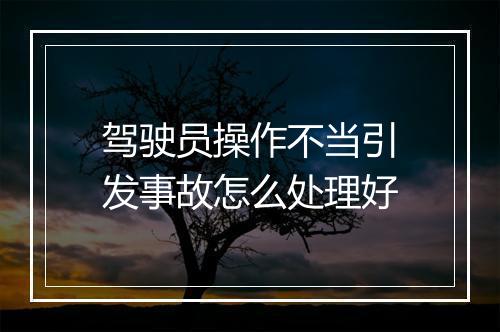 驾驶员操作不当引发事故怎么处理好