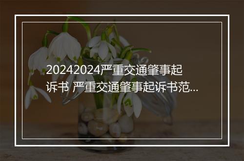 20242024严重交通肇事起诉书 严重交通肇事起诉书范文