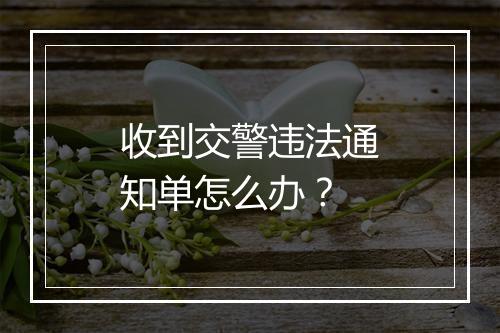 收到交警违法通知单怎么办？