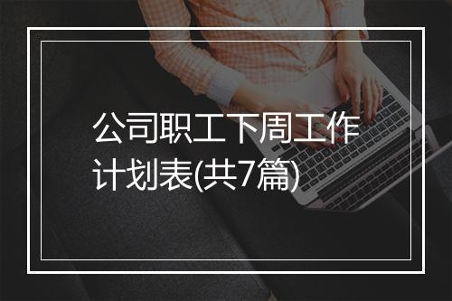 公司职工下周工作计划表(共7篇)