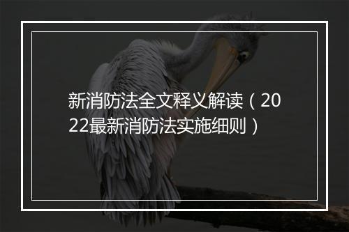 新消防法全文释义解读（2022最新消防法实施细则）