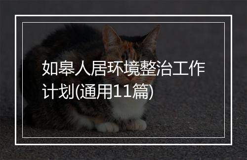 如皋人居环境整治工作计划(通用11篇)