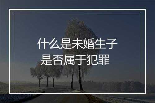 什么是未婚生子 是否属于犯罪