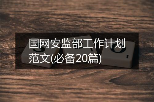 国网安监部工作计划范文(必备20篇)