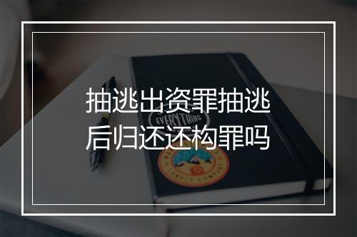 抽逃出资罪抽逃后归还还构罪吗