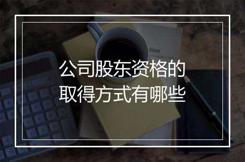 公司股东资格的取得方式有哪些