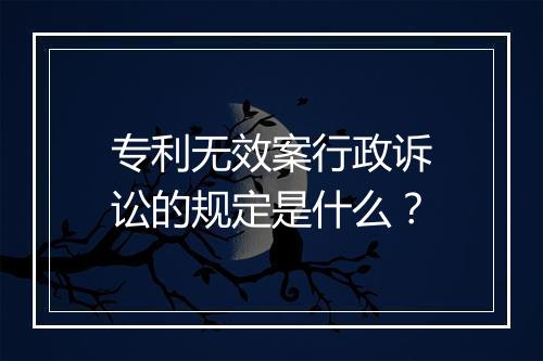 专利无效案行政诉讼的规定是什么？