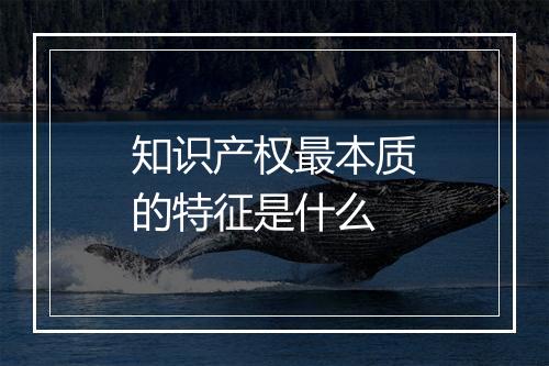 知识产权最本质的特征是什么