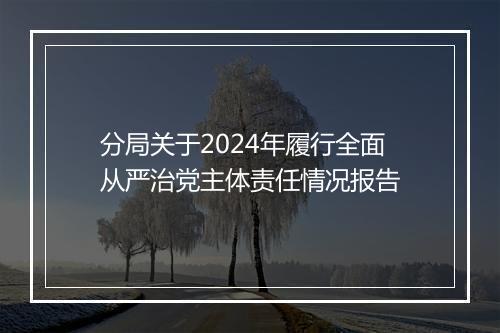 分局关于2024年履行全面从严治党主体责任情况报告
