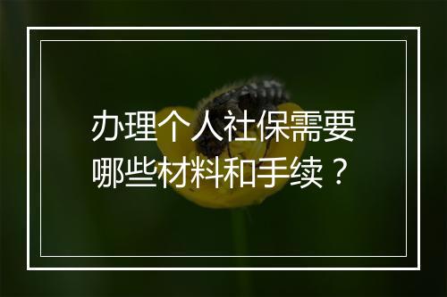 办理个人社保需要哪些材料和手续？