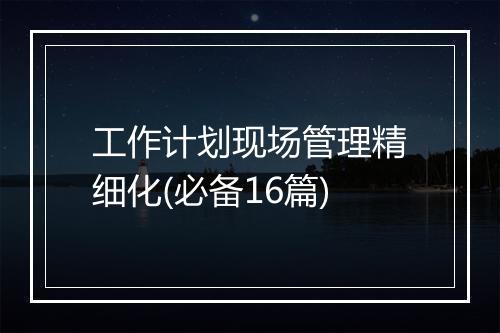 工作计划现场管理精细化(必备16篇)