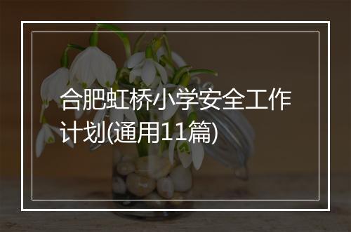 合肥虹桥小学安全工作计划(通用11篇)