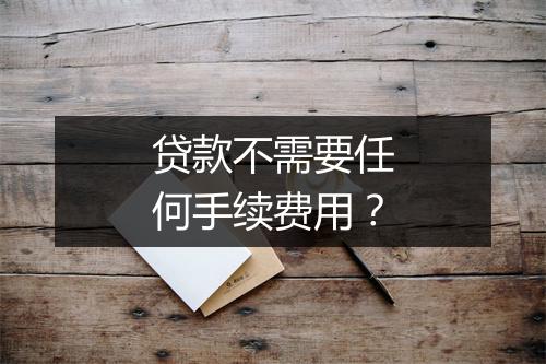 贷款不需要任何手续费用？