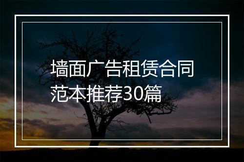 墙面广告租赁合同范本推荐30篇