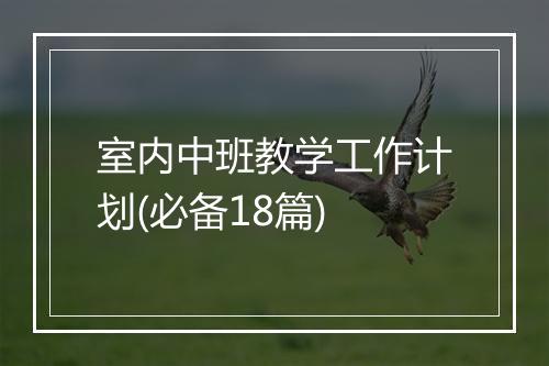 室内中班教学工作计划(必备18篇)