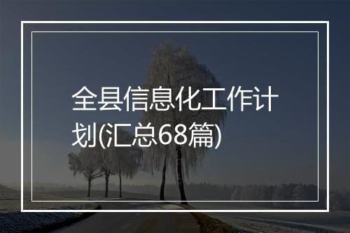 全县信息化工作计划(汇总68篇)