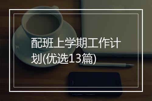 配班上学期工作计划(优选13篇)