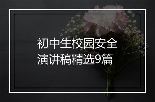 初中生校园安全演讲稿精选9篇