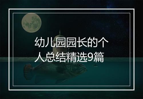 幼儿园园长的个人总结精选9篇