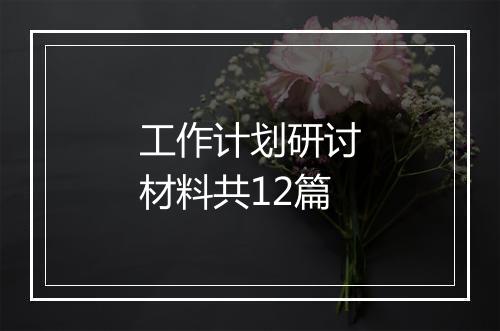 工作计划研讨材料共12篇