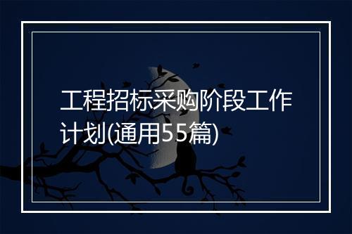 工程招标采购阶段工作计划(通用55篇)