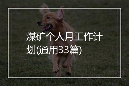 煤矿个人月工作计划(通用33篇)