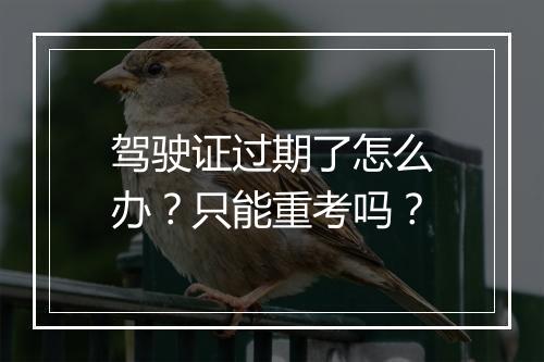驾驶证过期了怎么办？只能重考吗？