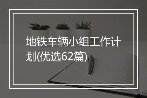 地铁车辆小组工作计划(优选62篇)
