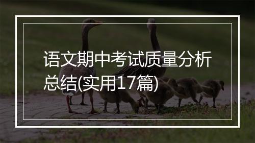 语文期中考试质量分析总结(实用17篇)