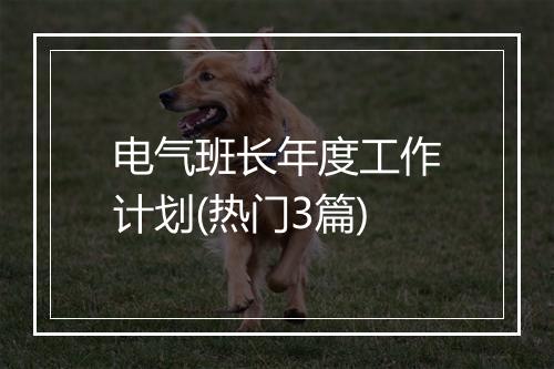 电气班长年度工作计划(热门3篇)
