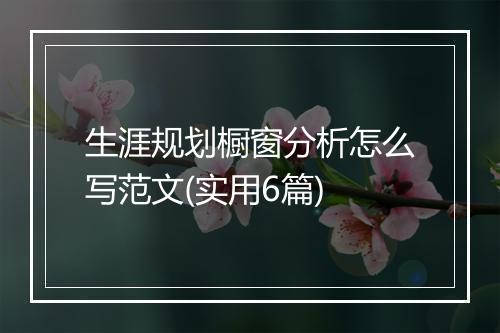 生涯规划橱窗分析怎么写范文(实用6篇)