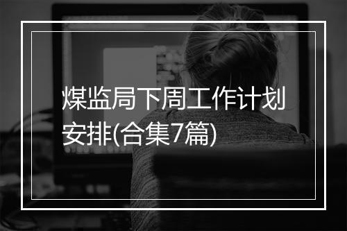煤监局下周工作计划安排(合集7篇)