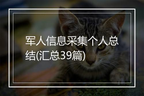 军人信息采集个人总结(汇总39篇)