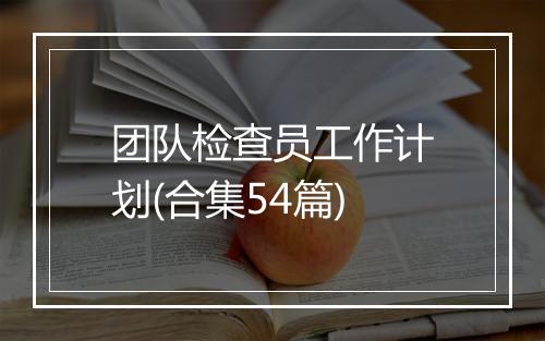 团队检查员工作计划(合集54篇)