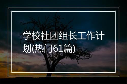 学校社团组长工作计划(热门61篇)
