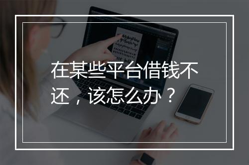 在某些平台借钱不还，该怎么办？