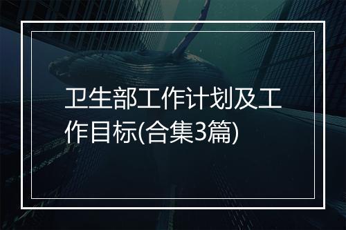 卫生部工作计划及工作目标(合集3篇)