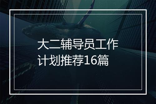 大二辅导员工作计划推荐16篇