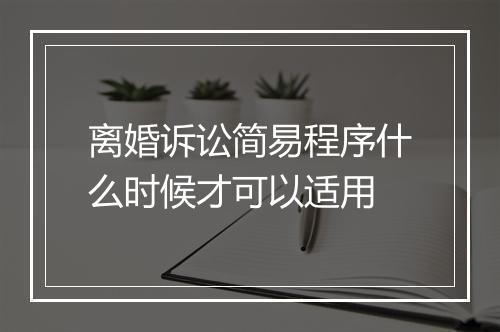 离婚诉讼简易程序什么时候才可以适用