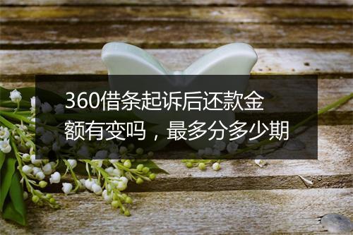 360借条起诉后还款金额有变吗，最多分多少期