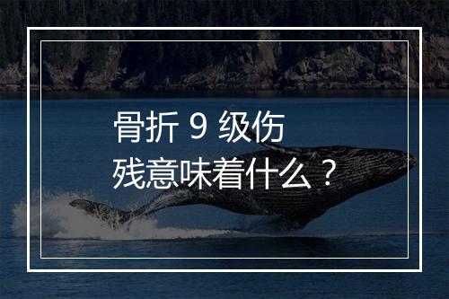 骨折 9 级伤残意味着什么？