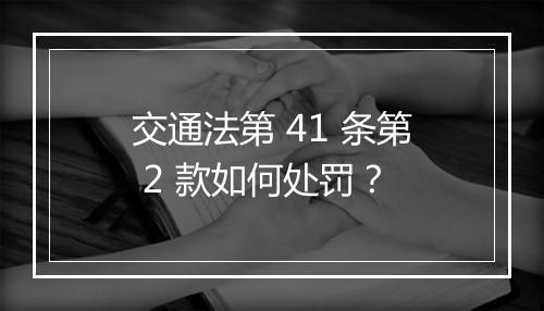 交通法第 41 条第 2 款如何处罚？