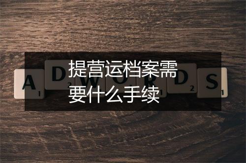 提营运档案需要什么手续