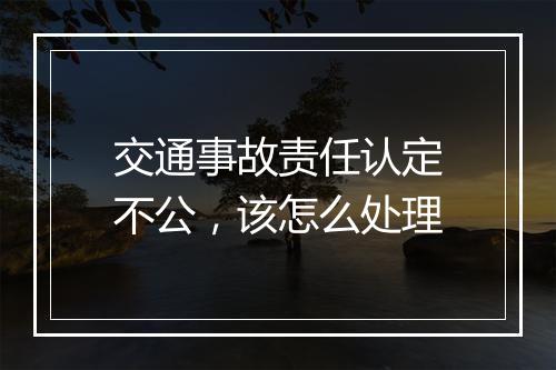 交通事故责任认定不公，该怎么处理