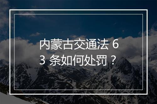 内蒙古交通法 63 条如何处罚？