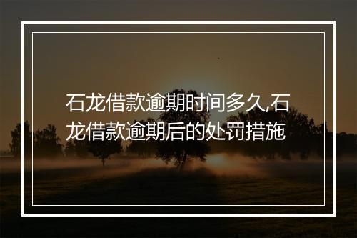 石龙借款逾期时间多久,石龙借款逾期后的处罚措施