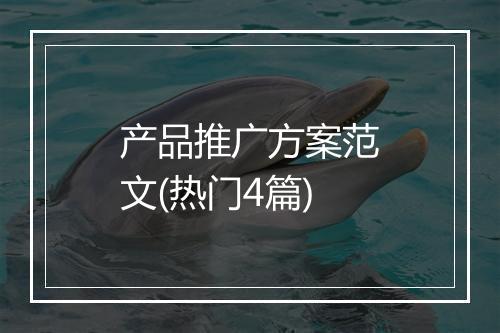 产品推广方案范文(热门4篇)