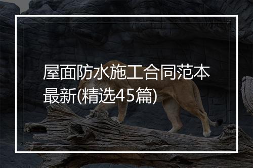 屋面防水施工合同范本最新(精选45篇)