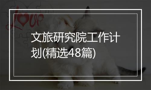 文旅研究院工作计划(精选48篇)